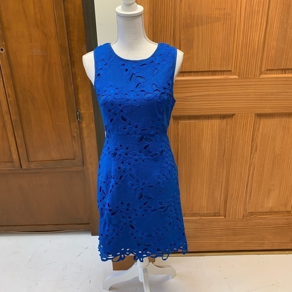 COPY - MAEVE ANTHROPOLOGIE cerulean blue embroidered midi dress NEW SM 20 in pit - Picture 1 of 7
